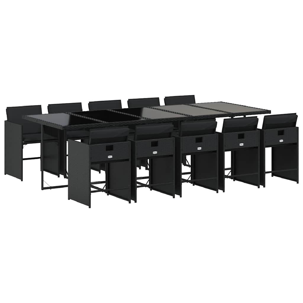Set da Pranzo da Giardino 11 pz con Cuscini in Polyrattan Nero | homemem39
