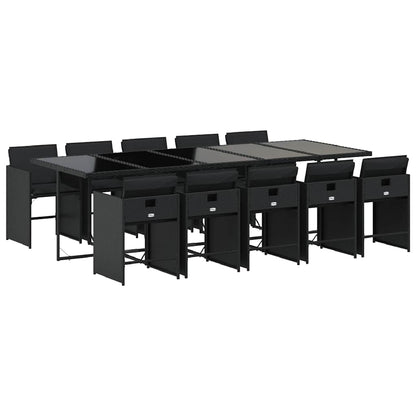 Set da Pranzo da Giardino 11 pz con Cuscini in Polyrattan Nero | homemem39