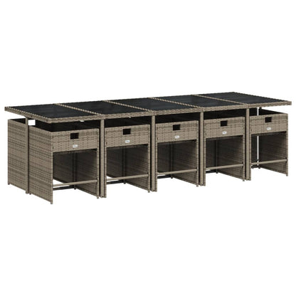Set da Pranzo da Giardino 11pz con Cuscini in Polyrattan Grigio | homemem39