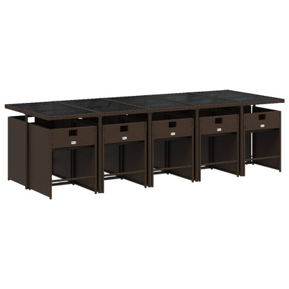 Set da Pranzo da Giardino 11 pz con Cuscini Polyrattan Marrone | homemem39