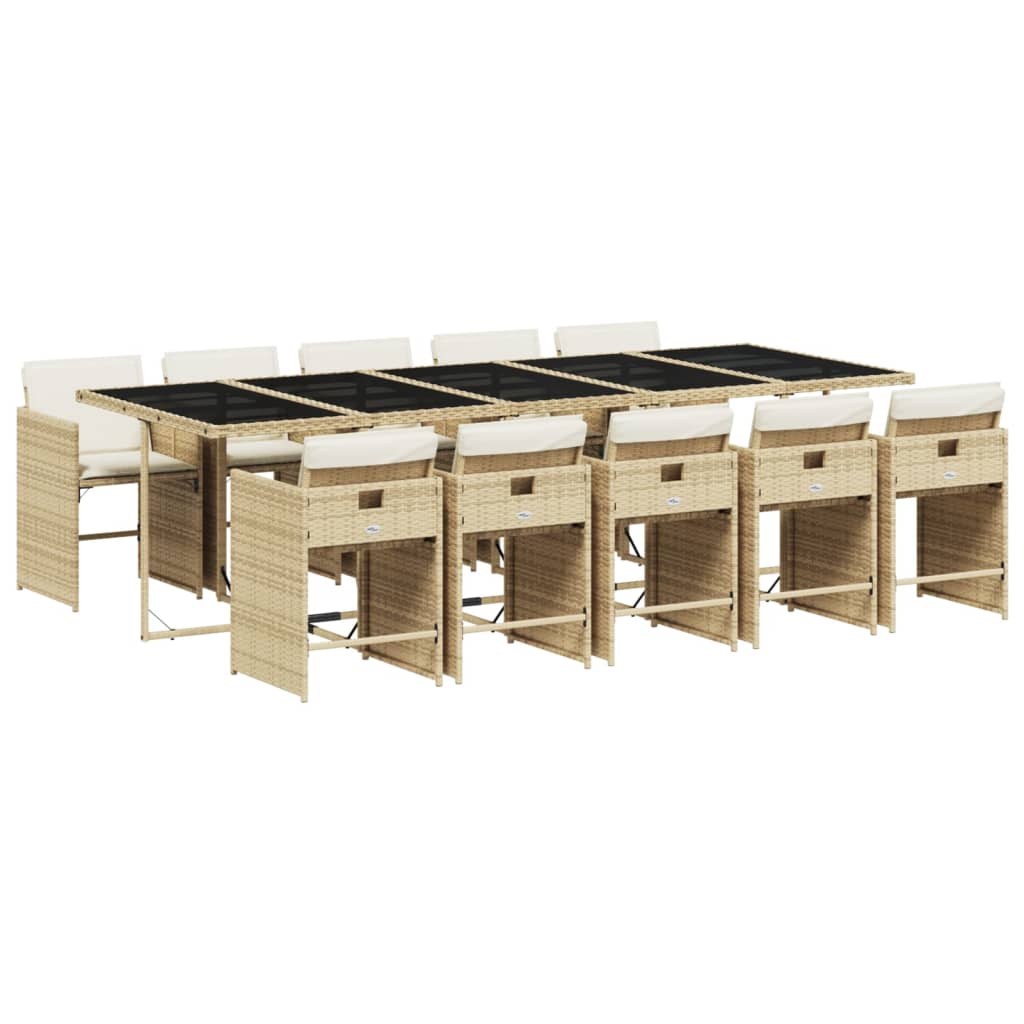 Set da Pranzo da Giardino 11 pz con Cuscini Beige in Polyrattan | homemem39