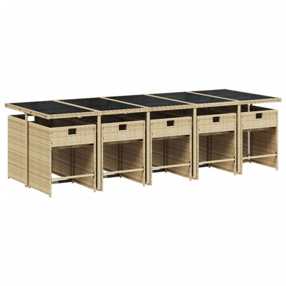 Set Pranzo da Giardino 11 pz con Cuscini Beige Misto Polyrattan | homemem39