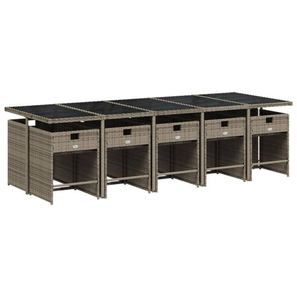 Set da pranzo da giardino da 11 pz con Cuscini in Polyrattan Grigio | homemem39