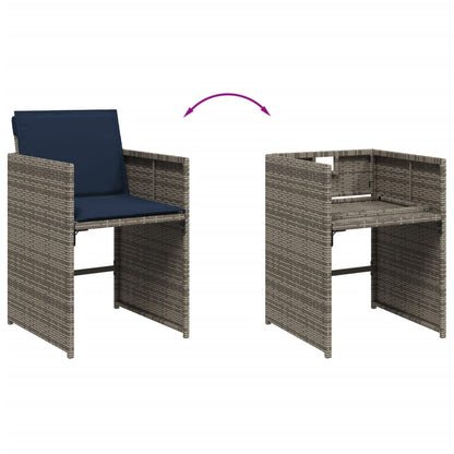 Set da pranzo da giardino da 11 pz con Cuscini in Polyrattan Grigio | homemem39