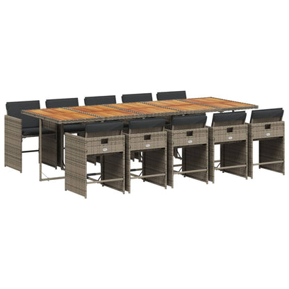 Set da Pranzo da Giardino 11pz con Cuscini in Polyrattan Grigio | homemem39