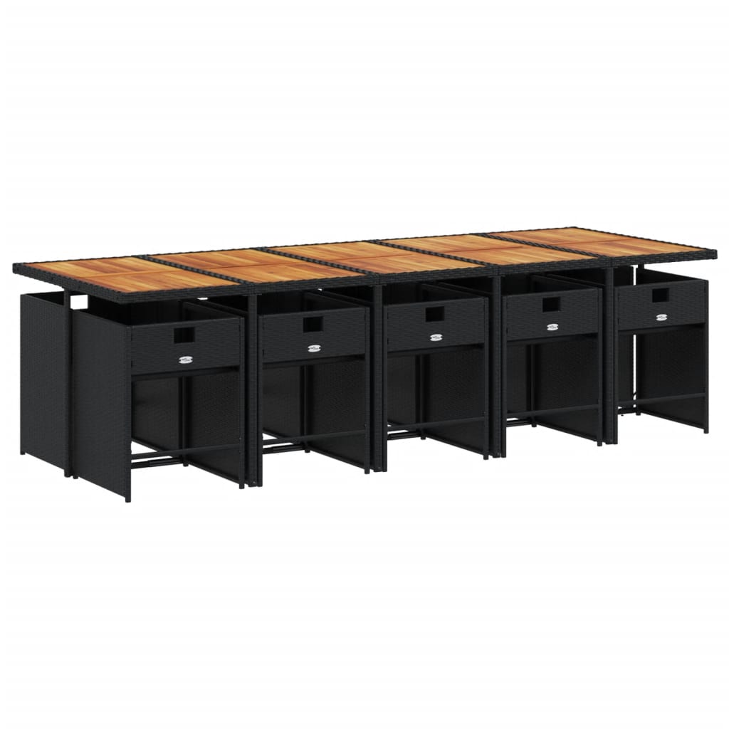 Set da Pranzo da Giardino 11 pz con Cuscini in Polyrattan Nero | homemem39