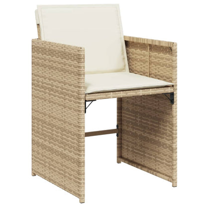Set da Pranzo da Giardino 11 pz con Cuscini Beige in Polyrattan - homemem39