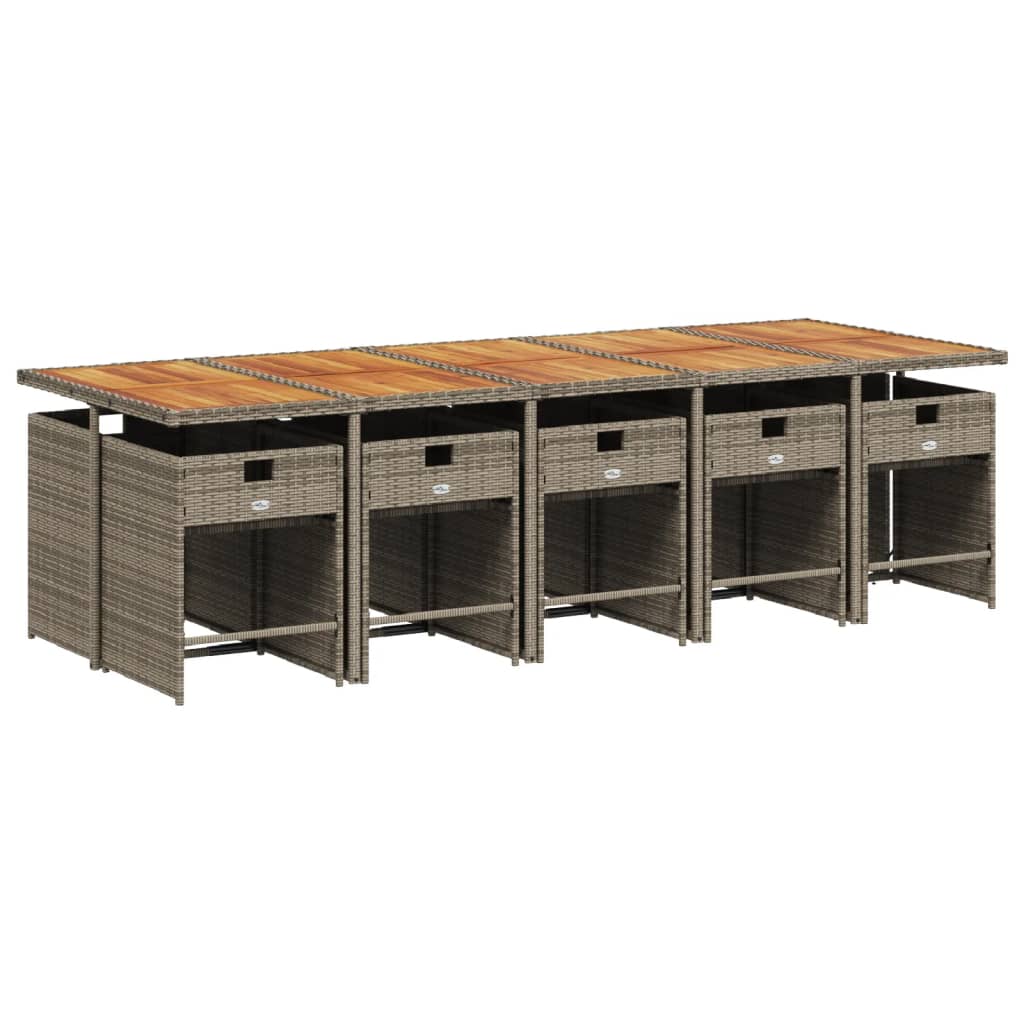 Set da pranzo da giardino da 11 pz con Cuscini in Polyrattan Grigio | homemem39