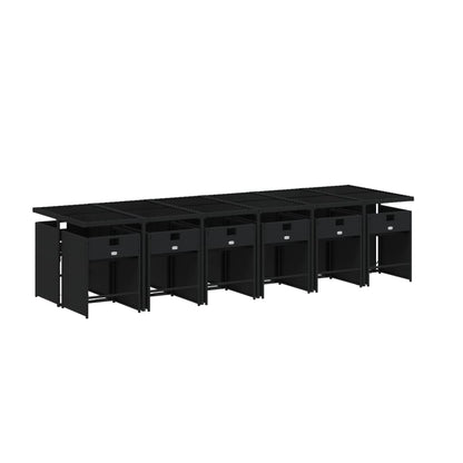 Set da Pranzo da Giardino 13pz con Cuscini Nero in Polyrattan | homemem39
