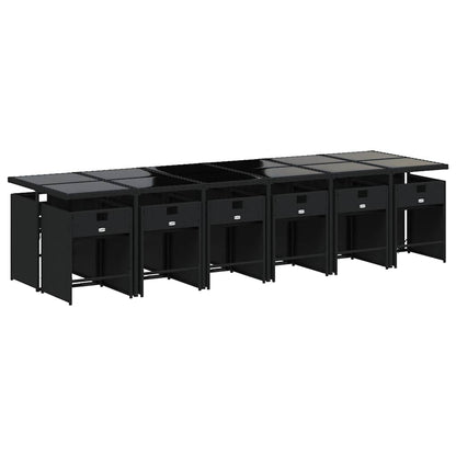 Set da Pranzo da Giardino 13pz con Cuscini Nero in Polyrattan | homemem39