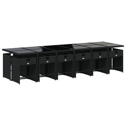 Set da Pranzo da Giardino 13pz con Cuscini Nero in Polyrattan - homemem39