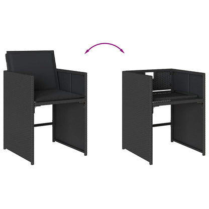 Set da Pranzo da Giardino 13pz con Cuscini Nero in Polyrattan | homemem39