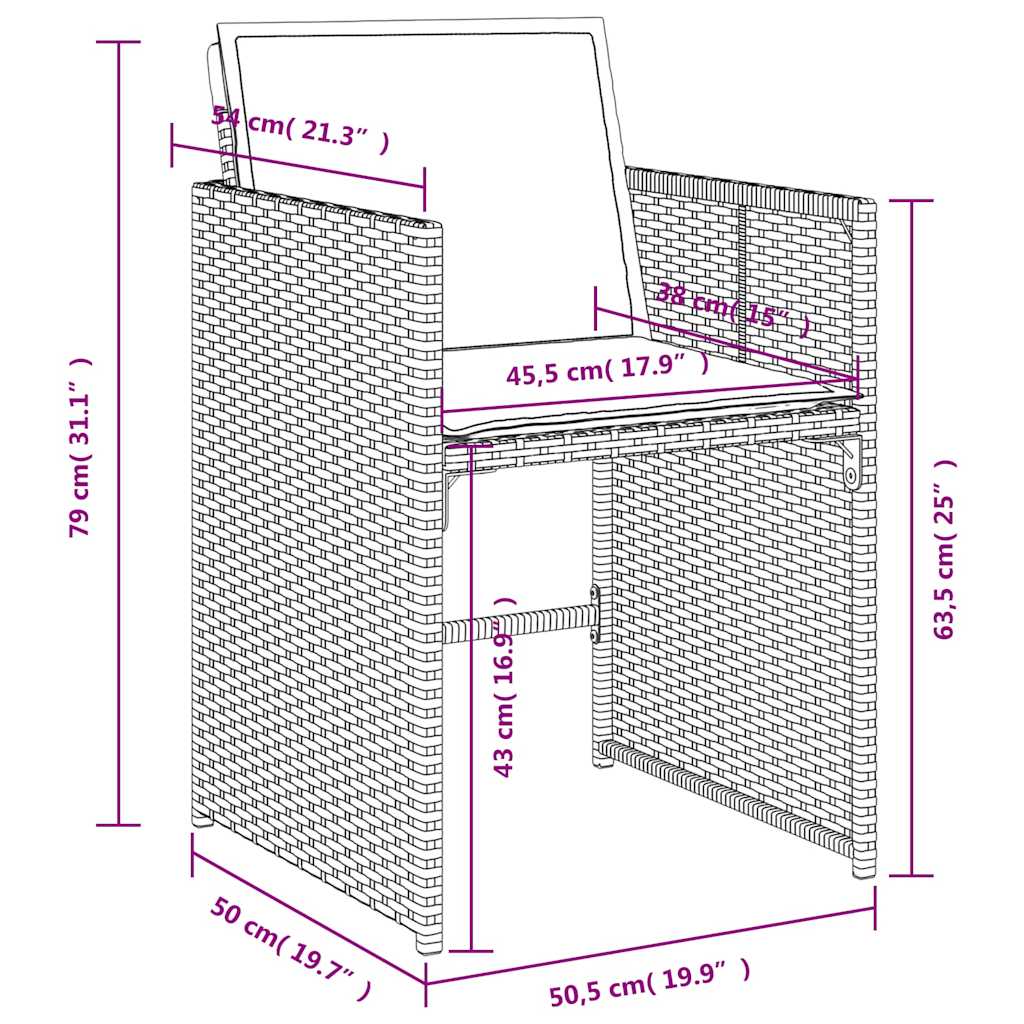 Set da Pranzo da Giardino 13pz con Cuscini Nero in Polyrattan | homemem39