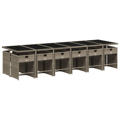 Set da Pranzo da Giardino 13pz con Cuscini Grigio in Polyrattan | homemem39