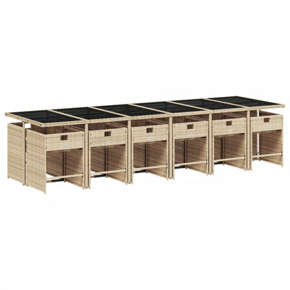 Set da Pranzo da Giardino 13 pz con Cuscini Beige in Polyrattan | homemem39