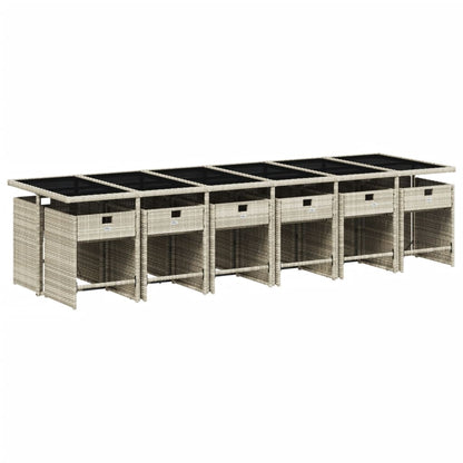 Set da Pranzo da Giardino 13pz con Cuscini Grigio in Polyrattan - homemem39