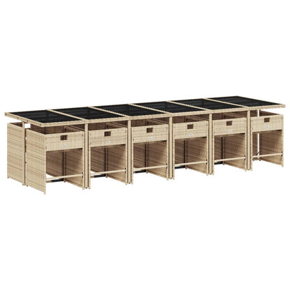 Set Pranzo da Giardino 13 pz con Cuscini Beige Misto Polyrattan | homemem39