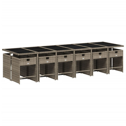 Set da pranzo da giardino da 13 pz con Cuscini in Polyrattan Grigio | homemem39