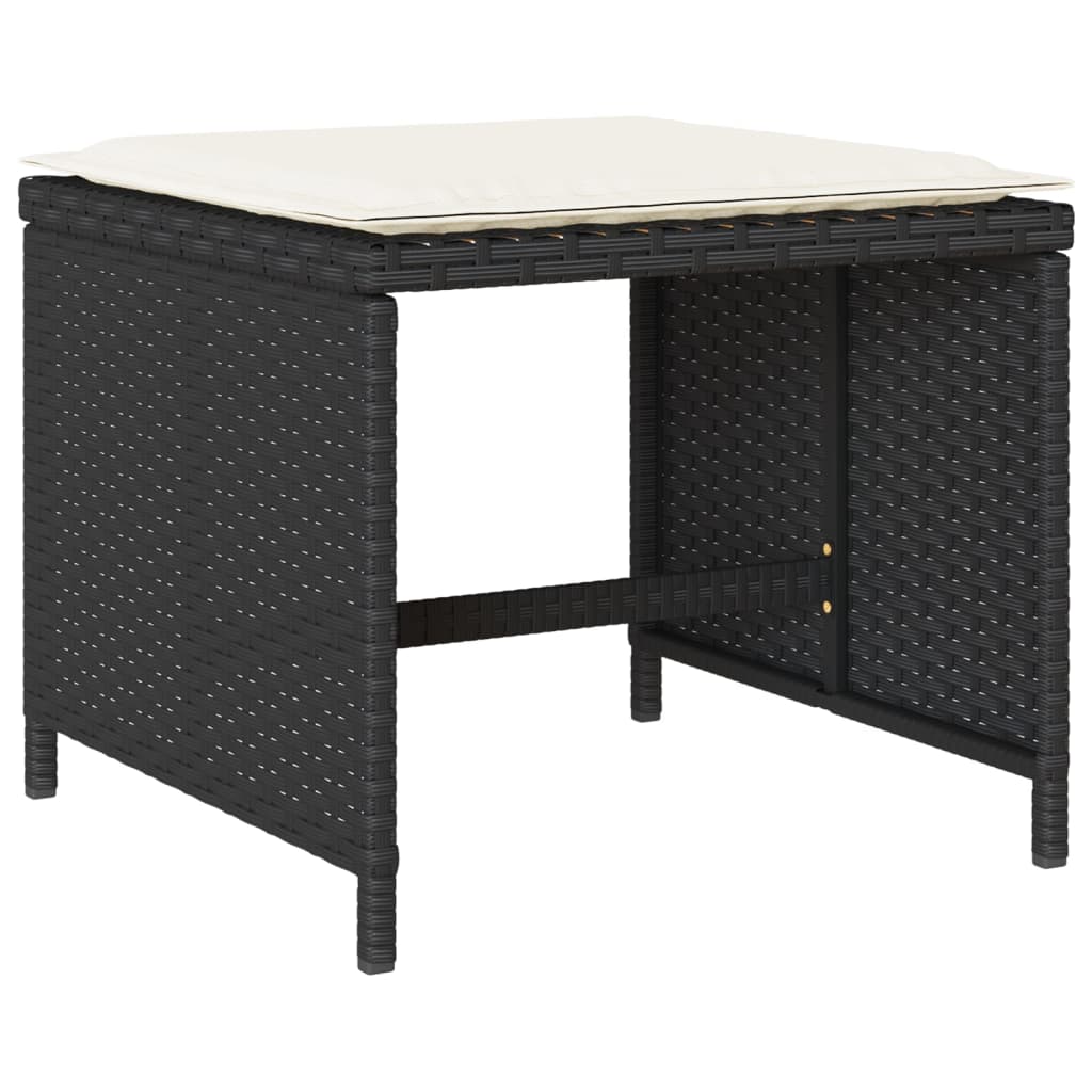 Set da Pranzo da Giardino 9 pz con Cuscini Nero in Polyrattan | homemem39