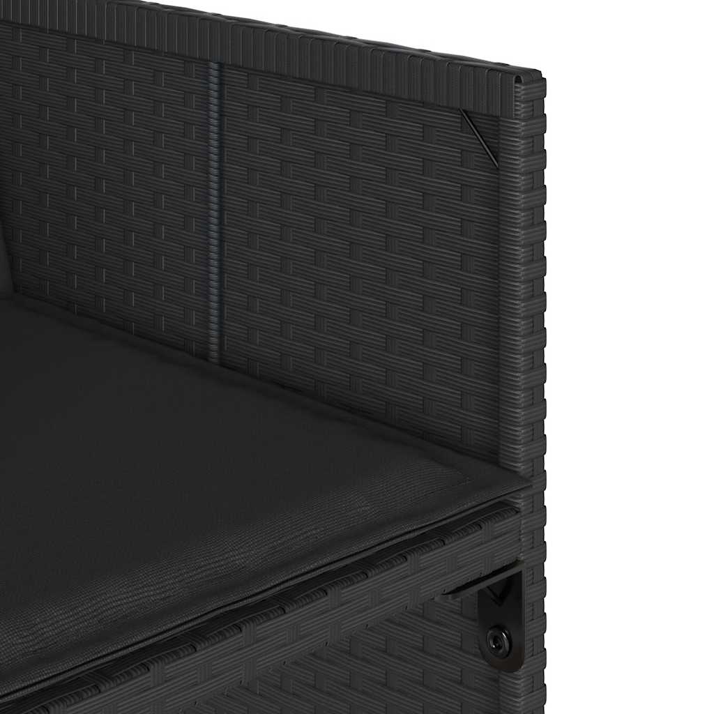 Set da Pranzo da Giardino 9 pz con Cuscini Nero in Polyrattan | homemem39