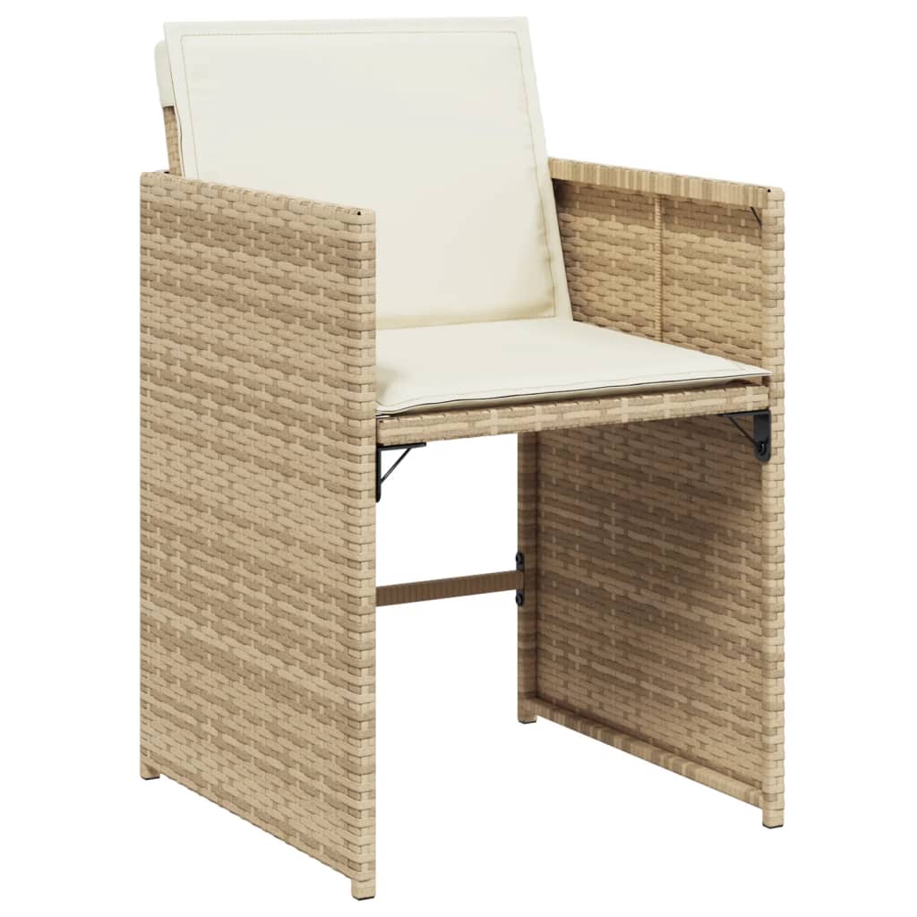 Set da Pranzo da Giardino 9 pz con Cuscini Beige in Polyrattan - homemem39