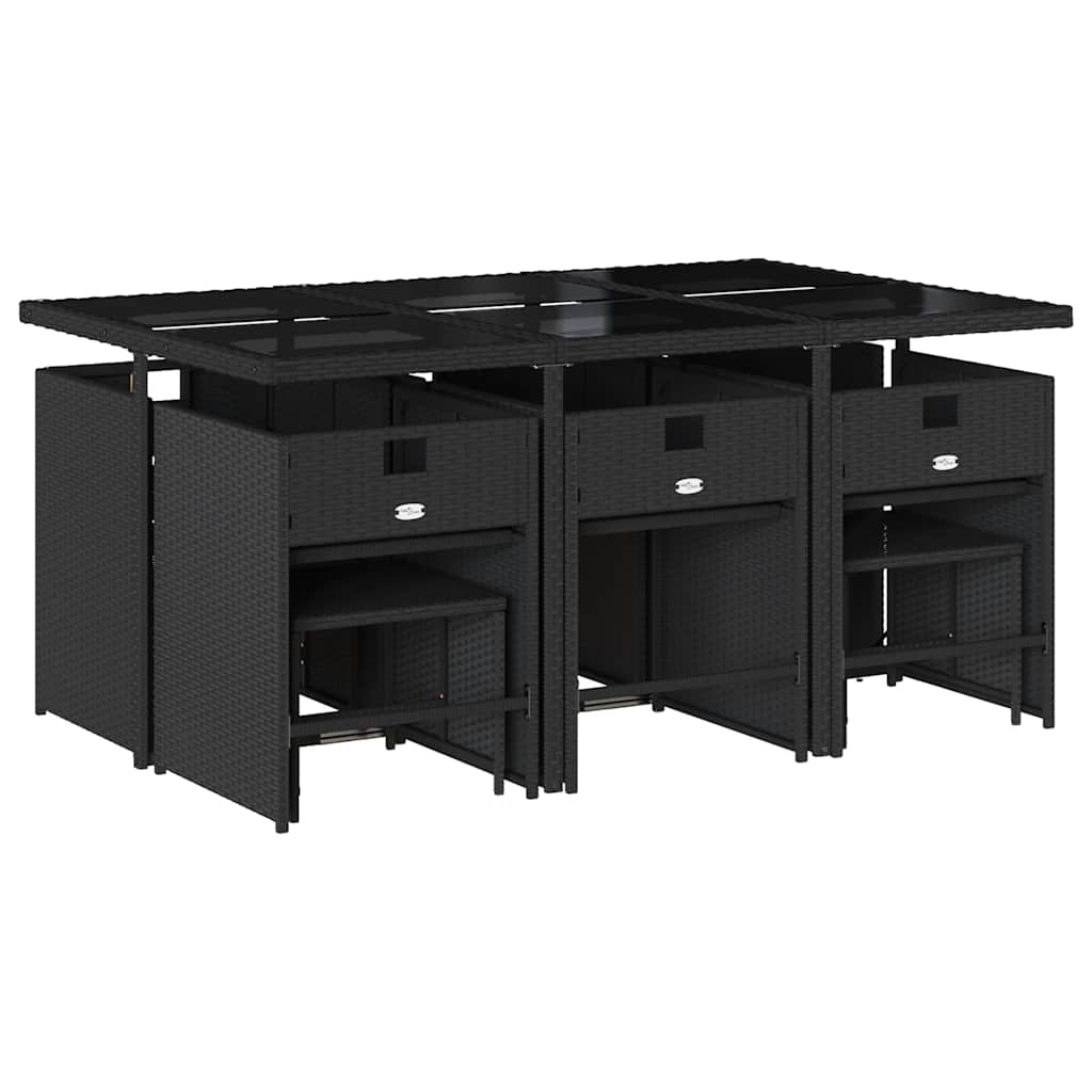 Set da Pranzo da Giardino 11 pz con Cuscini in Polyrattan Nero | homemem39