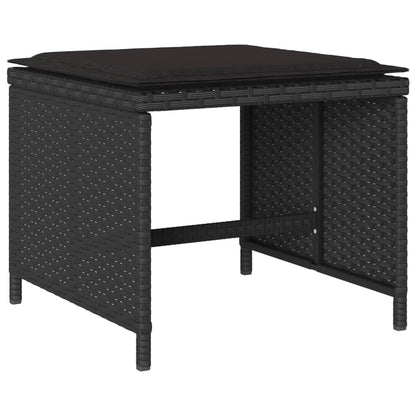 Set da Pranzo da Giardino 11 pz con Cuscini in Polyrattan Nero - homemem39