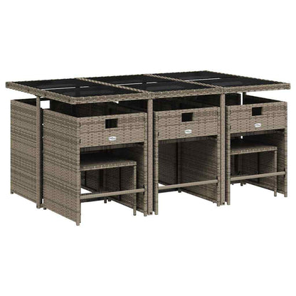 Set da Pranzo da Giardino 11pz con Cuscini in Polyrattan Grigio | homemem39