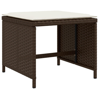 Set da Pranzo da Giardino 11 pz con Cuscini Polyrattan Marrone | homemem39