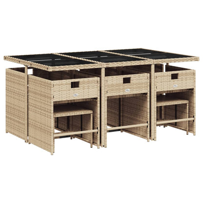 Set da Pranzo da Giardino 11 pz con Cuscini Beige in Polyrattan | homemem39