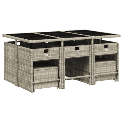 Set Pranzo Giardino 11pz con Cuscini Grigio Chiaro Polyrattan | homemem39