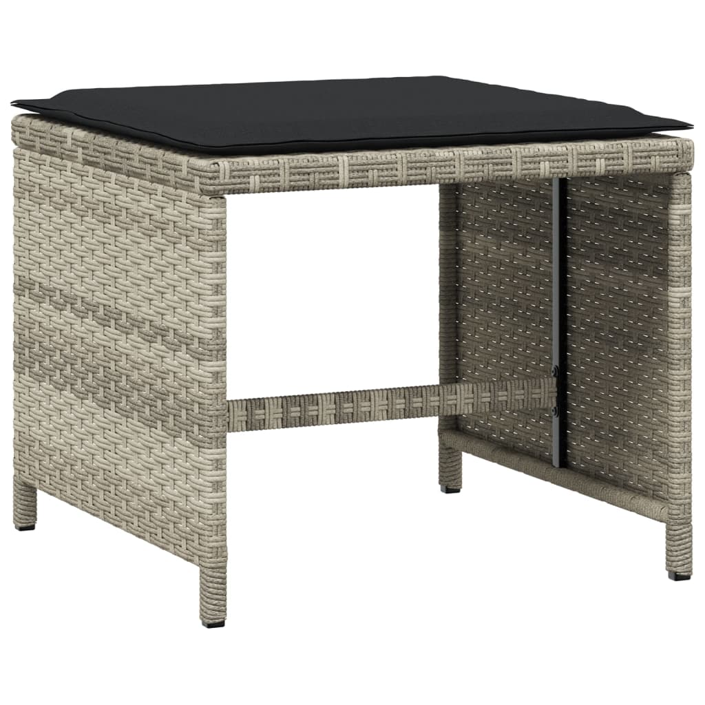 Set Pranzo Giardino 11pz con Cuscini Grigio Chiaro Polyrattan - homemem39