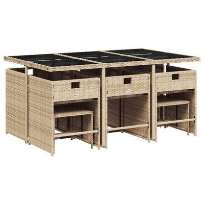 Set Pranzo da Giardino 11 pz con Cuscini Beige Misto Polyrattan | homemem39