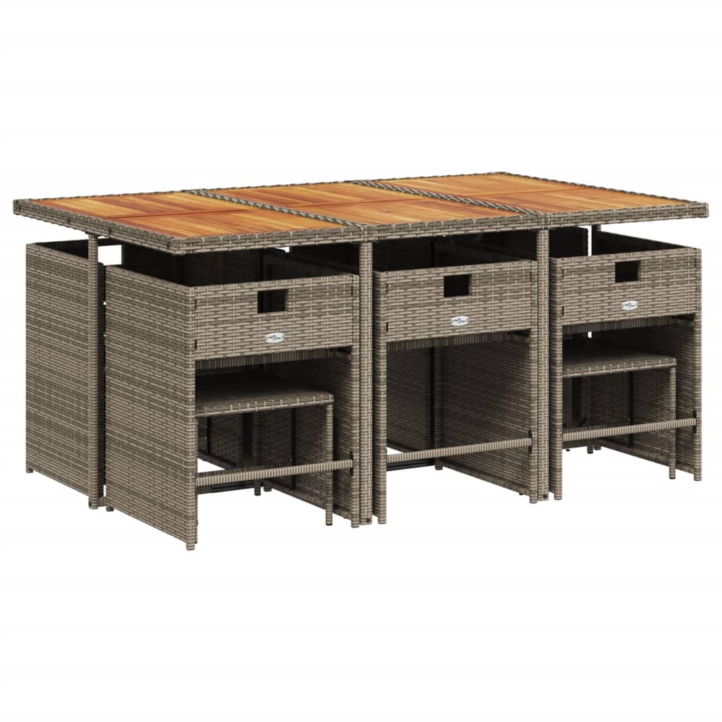 Set da pranzo da giardino da 11 pz con Cuscini in Polyrattan Grigio | homemem39
