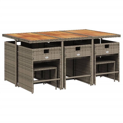 Set da pranzo da giardino da 11 pz con Cuscini in Polyrattan Grigio | homemem39