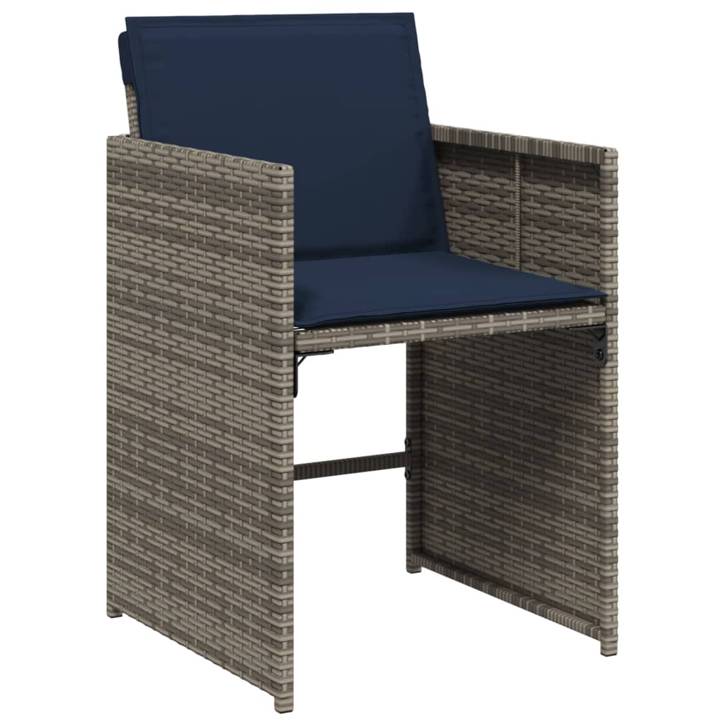 Set da pranzo da giardino da 11 pz con Cuscini in Polyrattan Grigio | homemem39