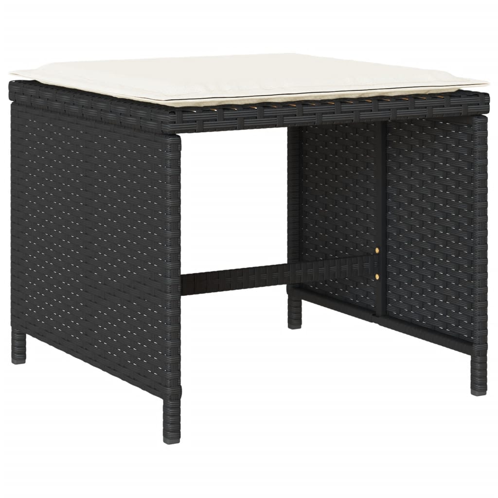 Set da Pranzo da Giardino 13pz con Cuscini Nero in Polyrattan | homemem39