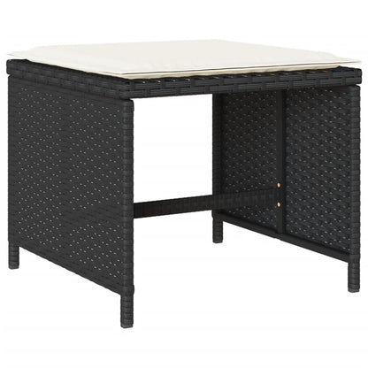 Set da Pranzo da Giardino 13pz con Cuscini Nero in Polyrattan | homemem39