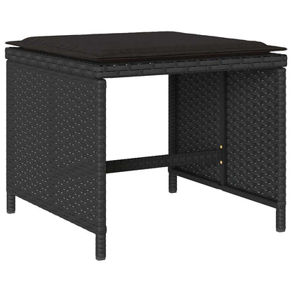 Set da Pranzo da Giardino 13pz con Cuscini Nero in Polyrattan | homemem39