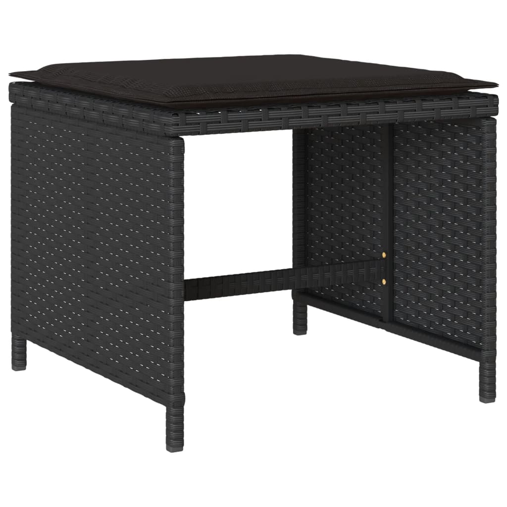 Set da Pranzo da Giardino 13pz con Cuscini Nero in Polyrattan - homemem39