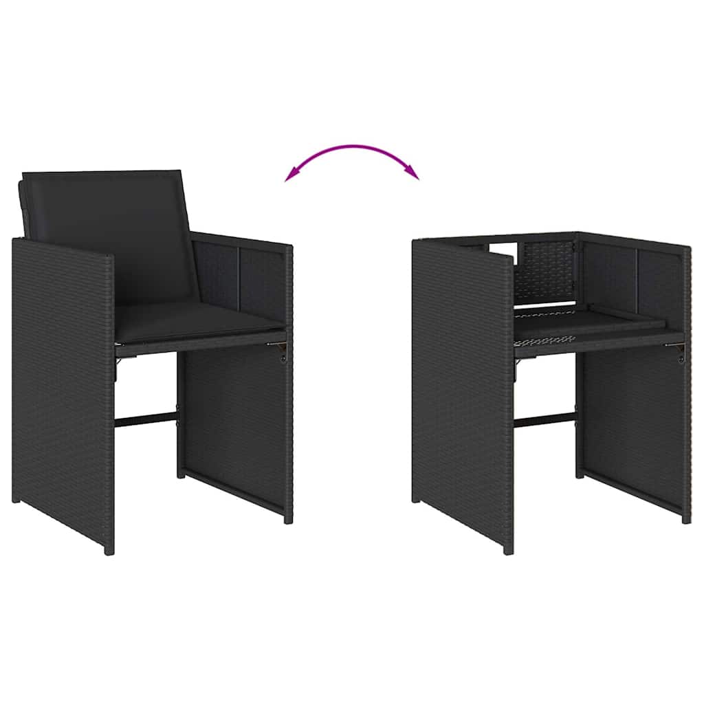 Set da Pranzo da Giardino 13pz con Cuscini Nero in Polyrattan | homemem39