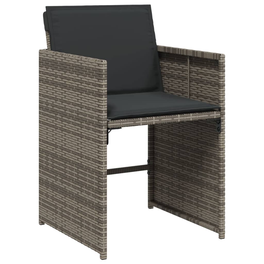 Set da Pranzo da Giardino 13pz con Cuscini Grigio in Polyrattan | homemem39