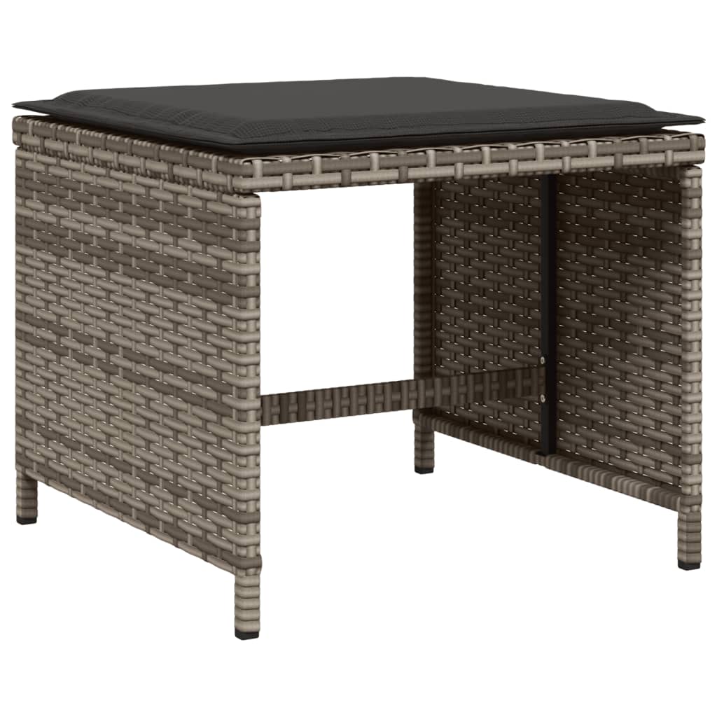 Set da Pranzo da Giardino 13pz con Cuscini Grigio in Polyrattan | homemem39