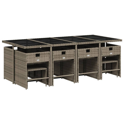 Set da pranzo da giardino da 13 pz con Cuscini in Polyrattan Grigio | homemem39