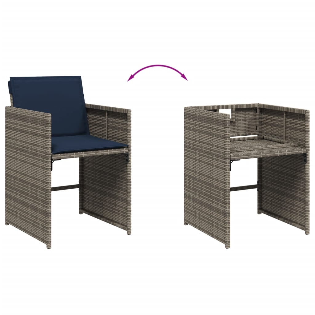 Set da pranzo da giardino da 13 pz con Cuscini in Polyrattan Grigio | homemem39
