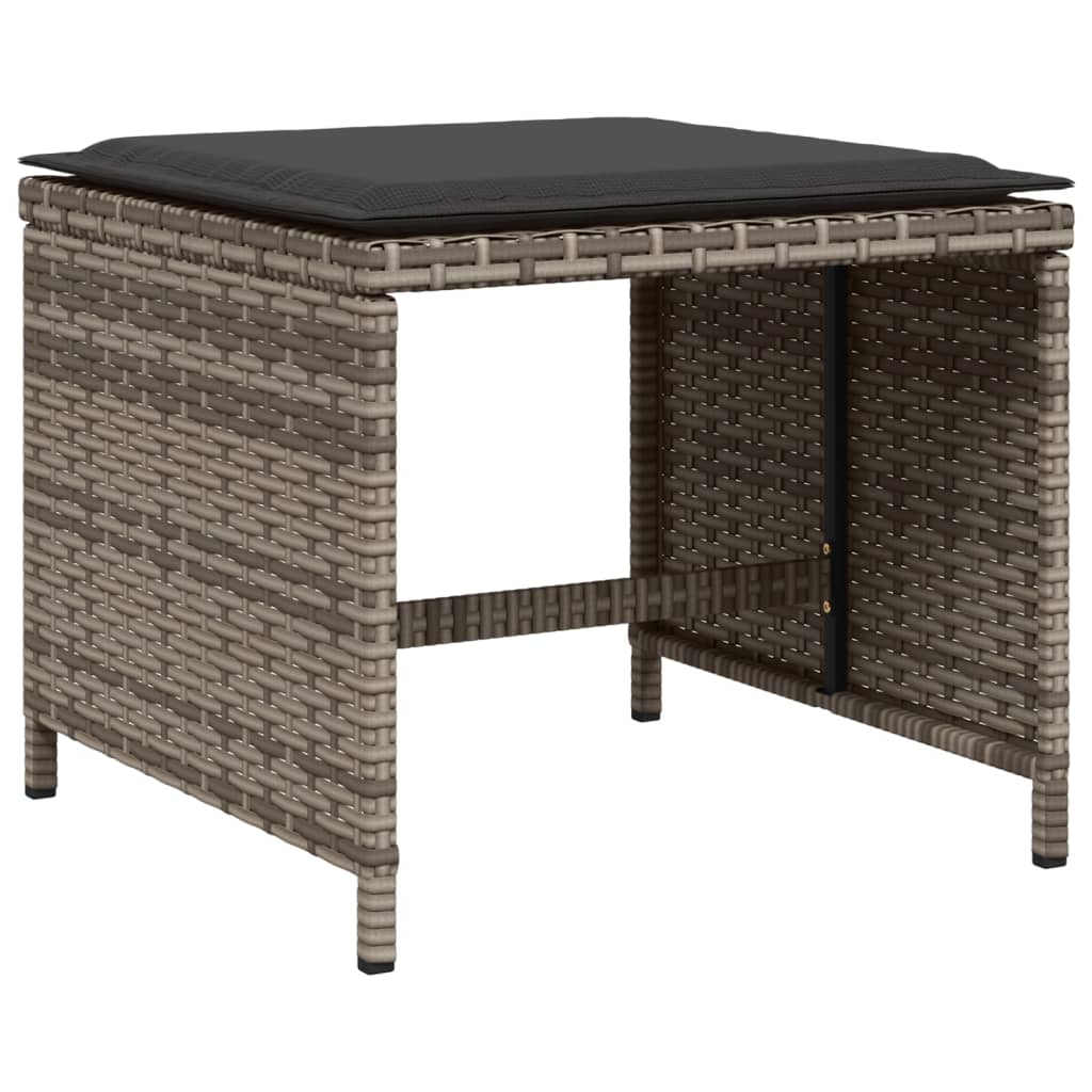 Set da Pranzo da Giardino 13pz con Cuscini Grigio in Polyrattan | homemem39