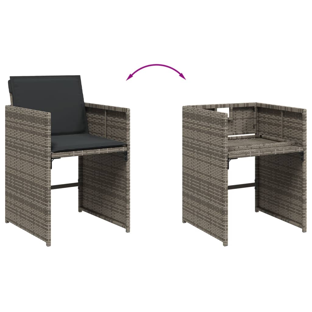 Set da Pranzo da Giardino 13pz con Cuscini Grigio in Polyrattan | homemem39