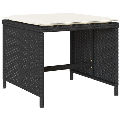 Set da Pranzo da Giardino 13pz con Cuscini Nero in Polyrattan - homemem39