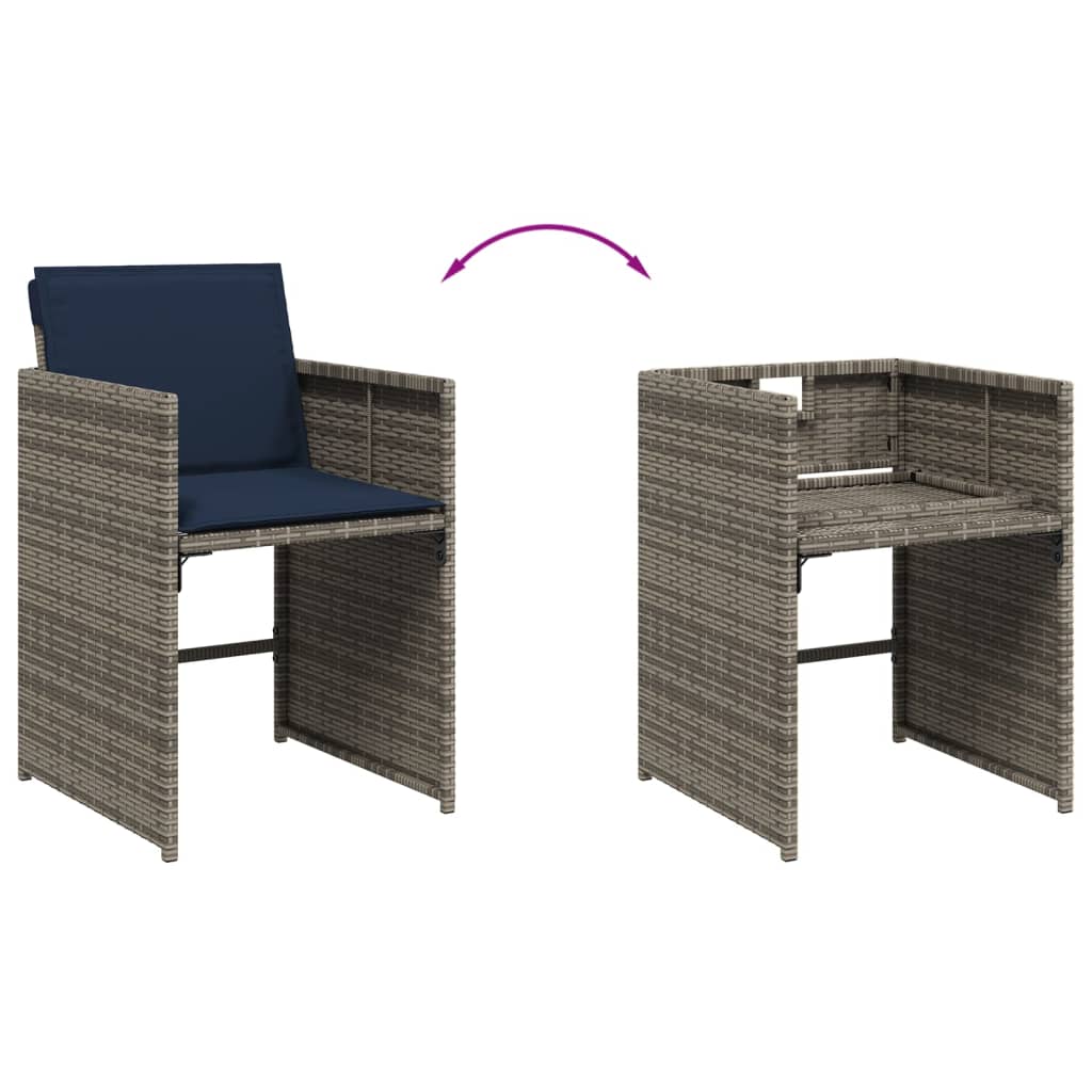 Set da pranzo da giardino da 13 pz con Cuscini in Polyrattan Grigio | homemem39