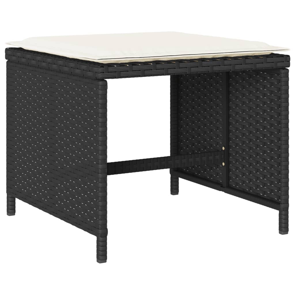 Set da Pranzo da Giardino 15 pz con Cuscini Nero in Polyrattan | homemem39